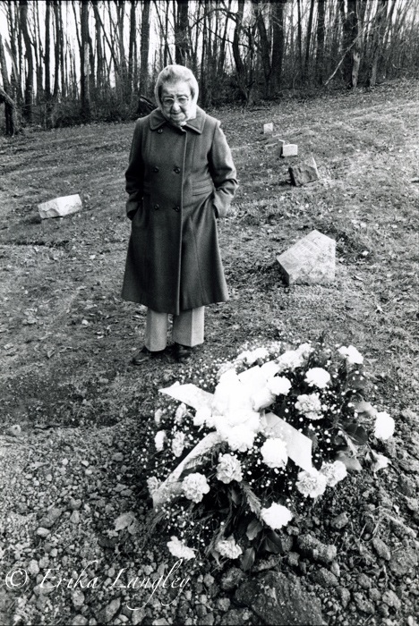Vera at Annie's grave, 1995